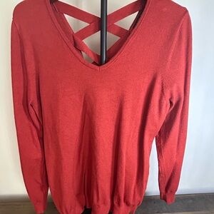 Women’s Size Large Orange Lightweight Sweater – Criss-Cross Back Detail